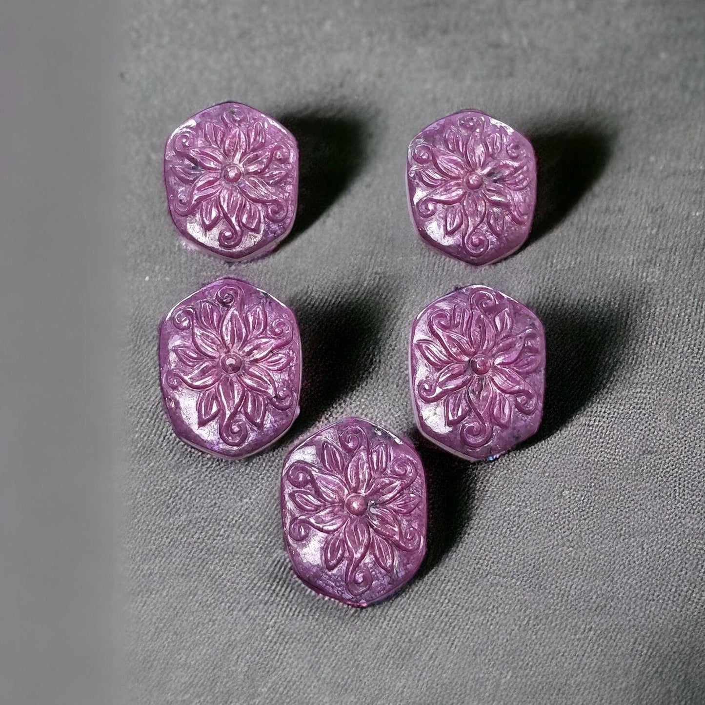 RUBY Gemstone Carving : 112.80cts Natural Untreated Unheated Red Ruby Hand Carved Hexagon Shape 25*20mm - 27*21mm 5pcs