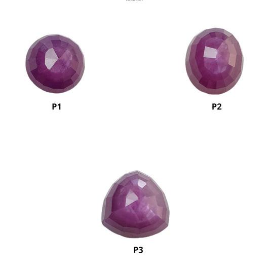 RUBY Gemstone Step Cut : Natural Untreated Unheated Raspberry Sheen Ruby Round Oval Triangle Shape