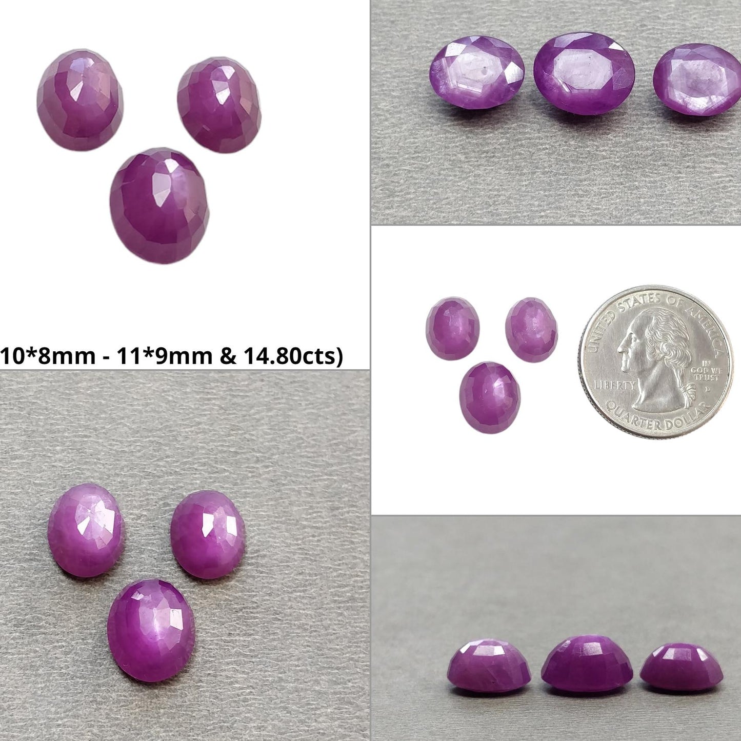 RUBY Gemstone Step Cut : Natural Untreated Unheated Raspberry Sheen Red Ruby Round Oval Triangle Shape Set