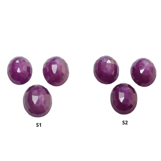 RUBY Gemstone Step Cut : Natural Untreated Unheated Raspberry Sheen Red Ruby Oval Shape 3pcs Set