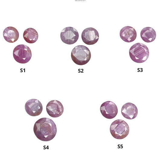 Sapphire Gemstone Normal Cut : Natural Untreated Unheated Raspberry Sheen Pink Sapphire Round Shape 3pcs