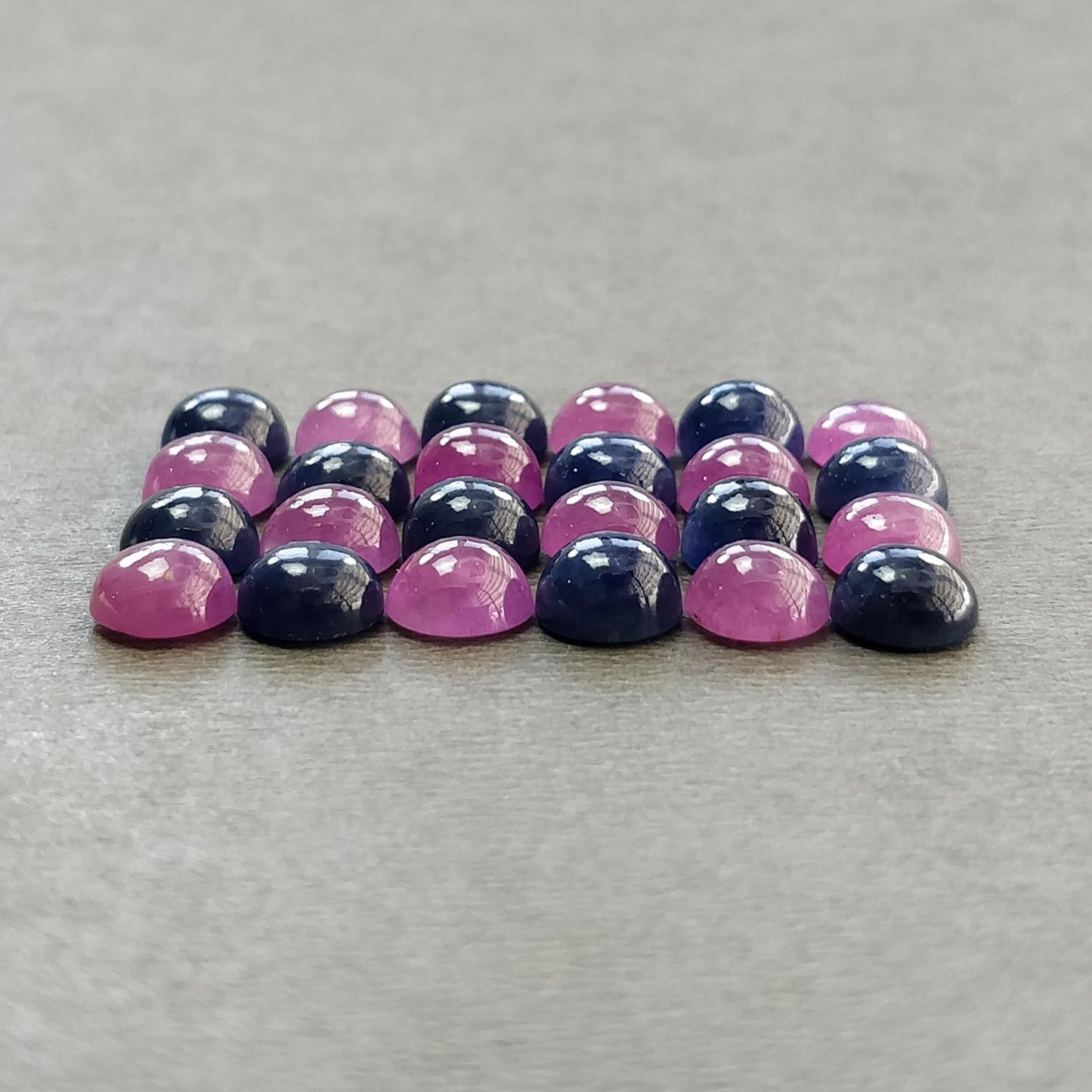 Ruby & Blue Sapphire Gemstone Cabochon : Natural Untreated Unheated Ruby Sapphire Round Shape 6mm 24pcs Lot For Jewelry