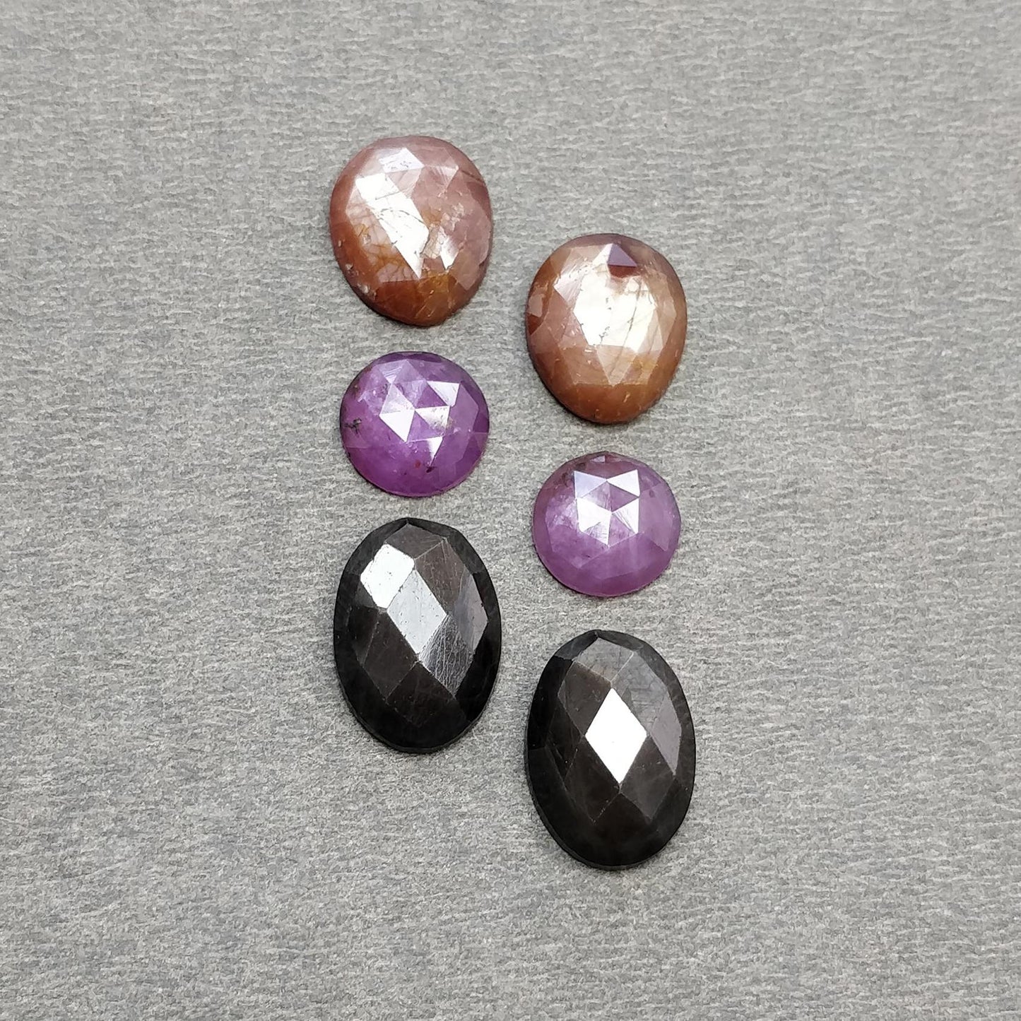 Multi Sapphire Gemstone Rose Cut : Natural Untreated Unheated Sapphire Multi Color Oval Round Egg Shape Set