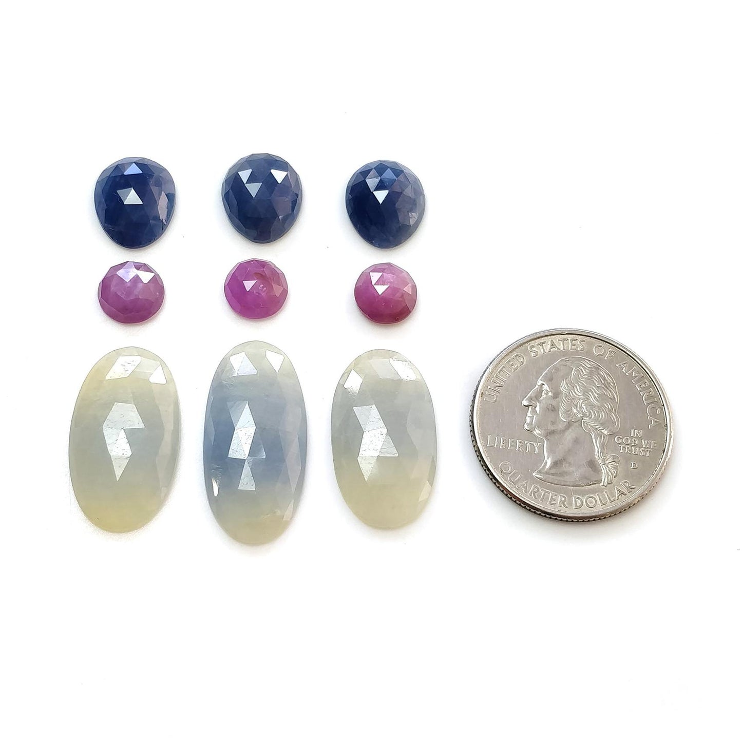 Multi Sapphire Gemstone Rose Cut : Natural Untreated Unheated Sapphire Multi Color Oval Round Egg Shape Set