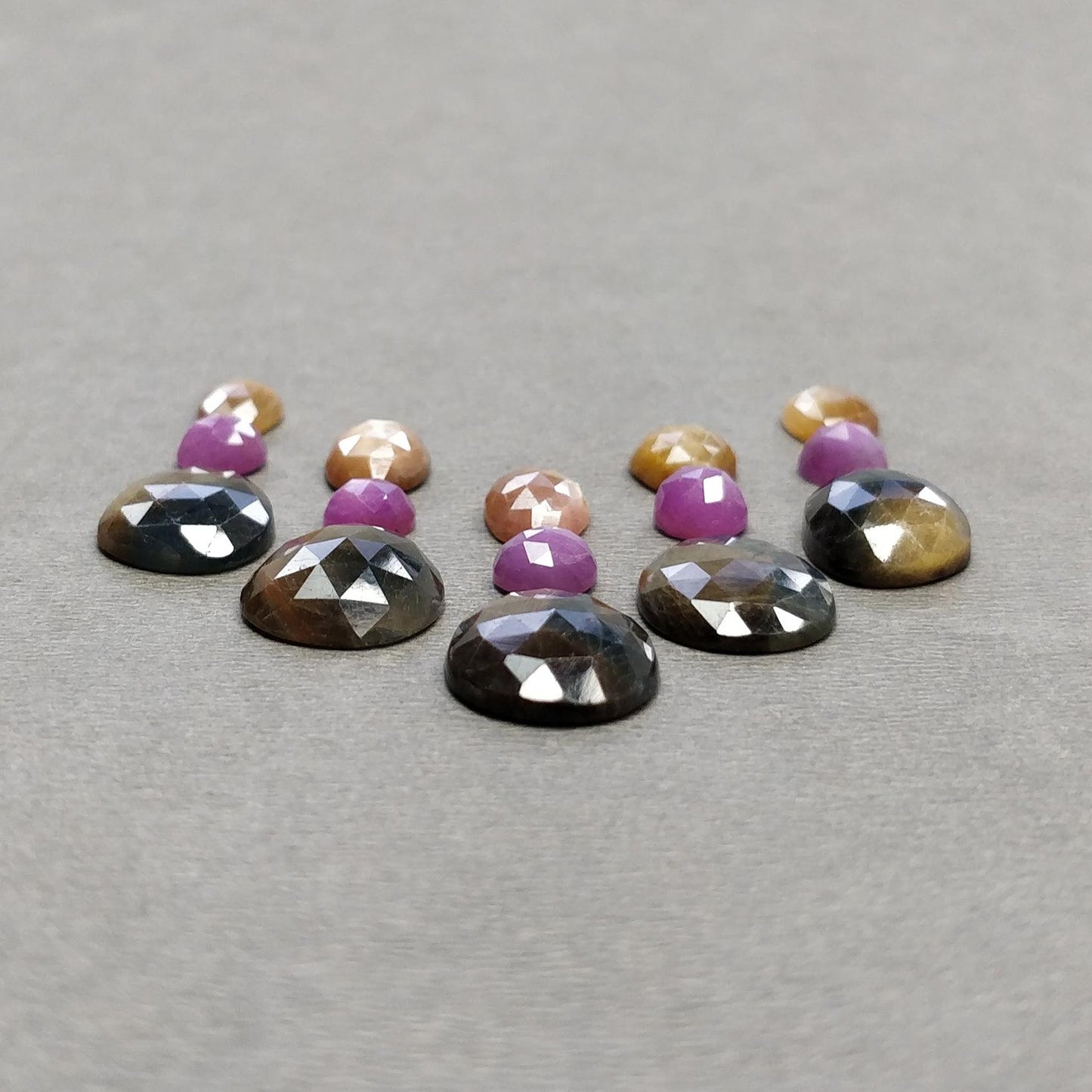 Multi Sapphire Gemstone Rose Cut : Natural Untreated Unheated Sapphire Multi Color Round & Egg Shape 15pcs Set