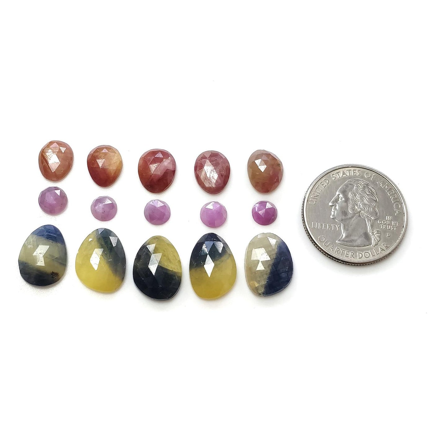 Multi Sapphire Gemstone Rose Cut : Natural Untreated Unheated Sapphire Multi Color Round & Egg Shape 15pcs Set