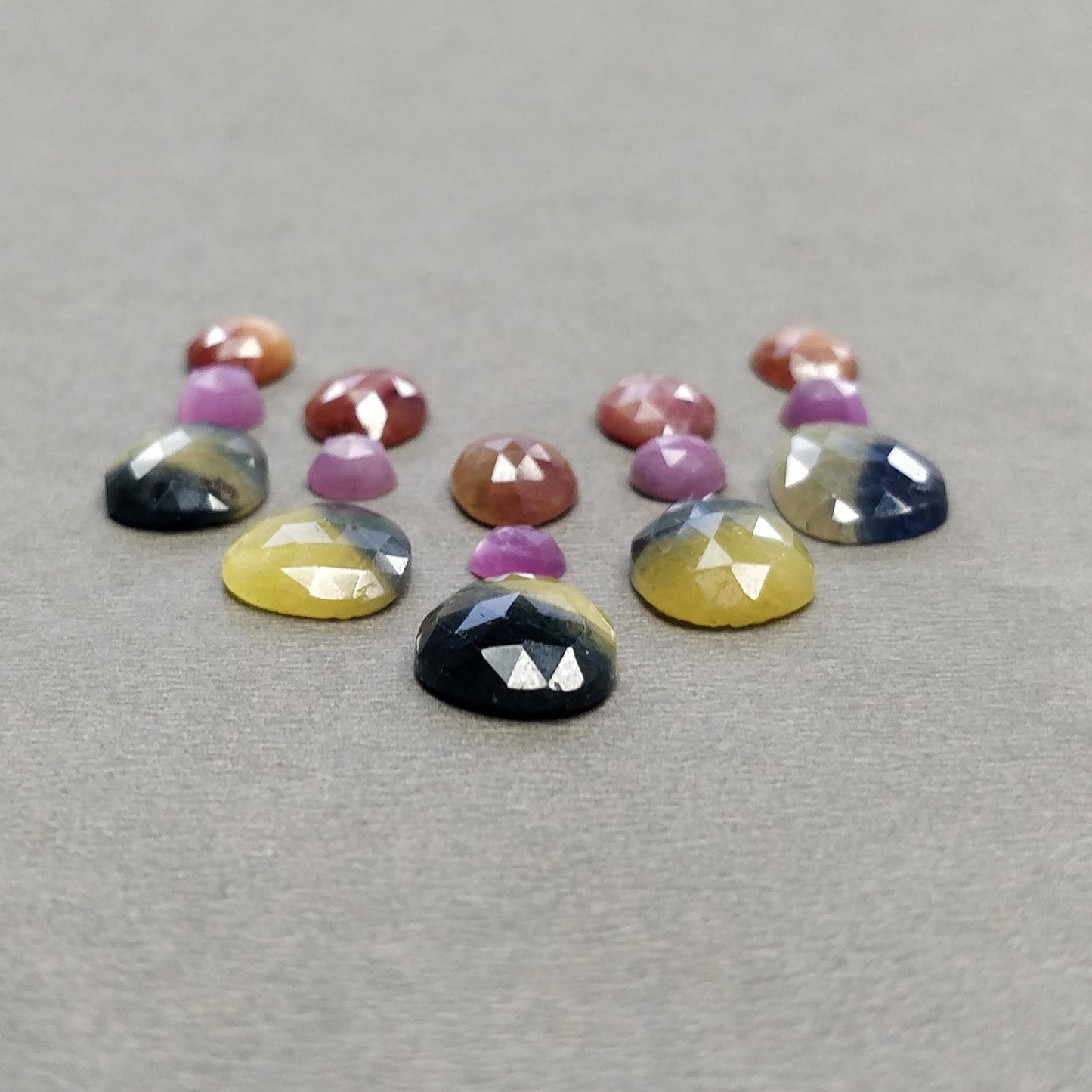 Multi Sapphire Gemstone Rose Cut : Natural Untreated Unheated Sapphire Multi Color Round & Egg Shape 15pcs Set