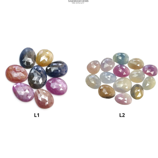 Multi Sapphire Gemstone Rose Cut : Natural Untreated Unheated Sapphire Multi Color Egg Shape Lot