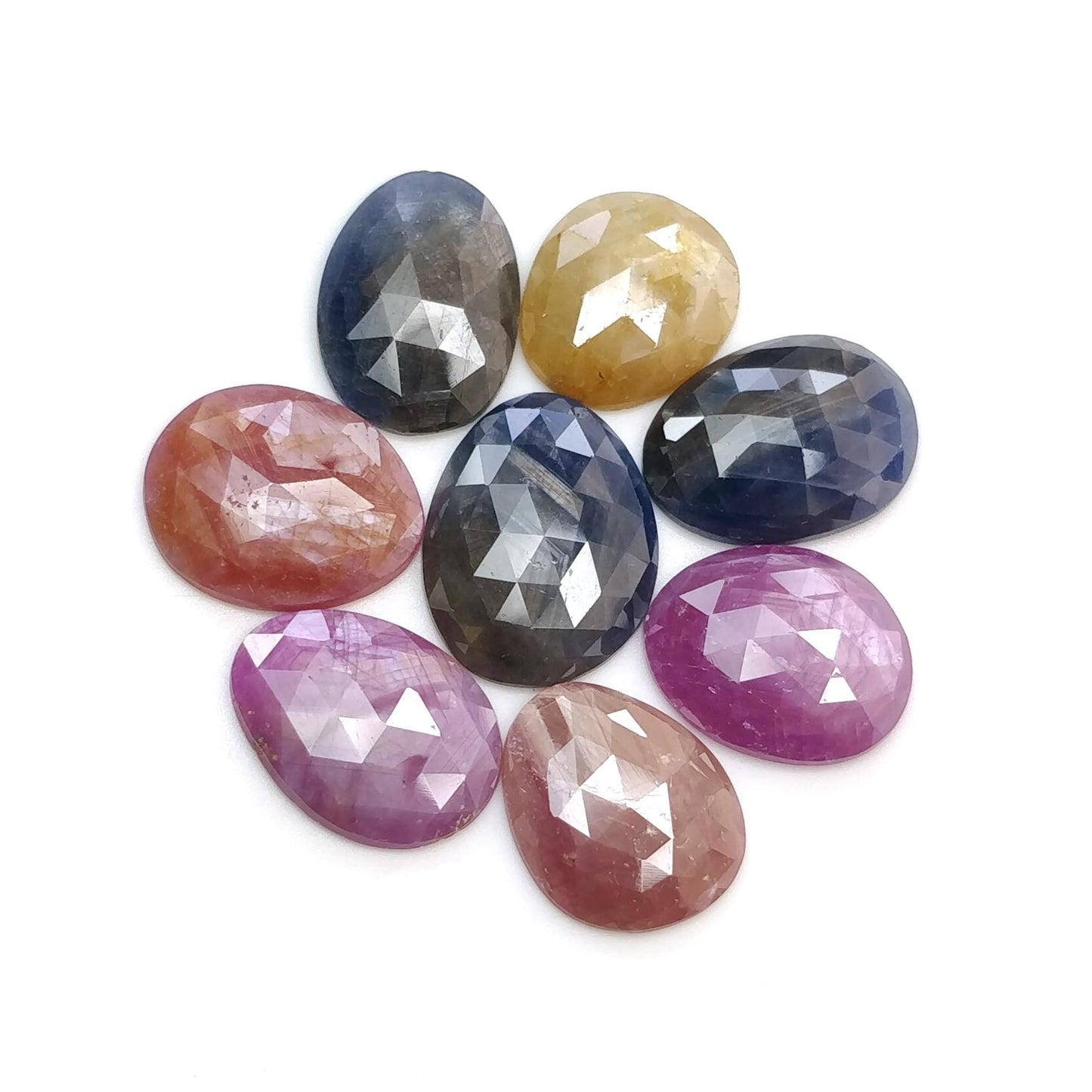 Multi Sapphire Gemstone Rose Cut : Natural Untreated Unheated Sapphire Multi Color Egg Shape Lot
