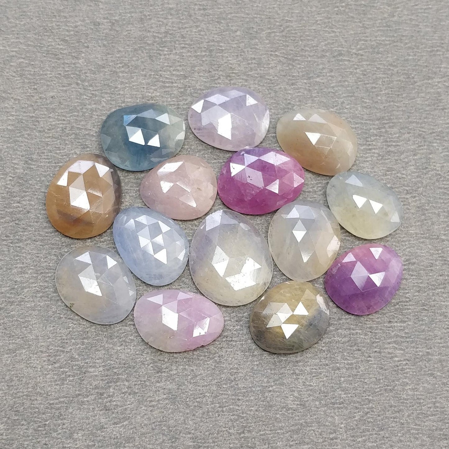 Multi Sapphire Gemstone Rose Cut : Natural Untreated Unheated Sapphire Multi Color Egg Shape Lot