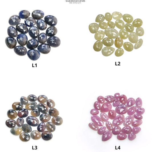 Blue & Multi Sapphire Gemstone Rose Cut : Natural Untreated Unheated Sapphire Multi Color Egg Shape Lots