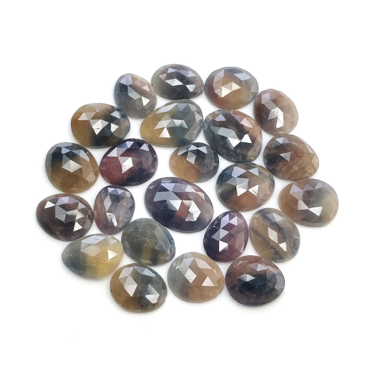 Blue & Multi Sapphire Gemstone Rose Cut : Natural Untreated Unheated Sapphire Multi Color Egg Shape Lots