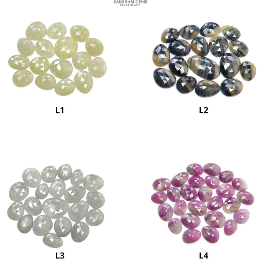 Multi Sapphire Gemstone Rose Cut : Natural Untreated Unheated Sapphire Multi Color Egg Shape Lots