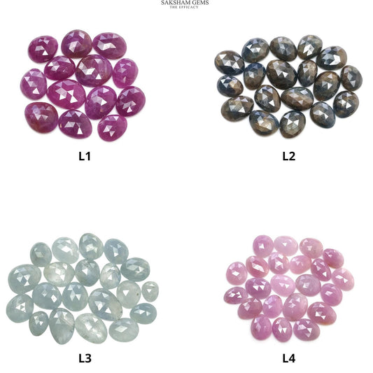 Ruby & Pink Multi Sapphire Gemstone Rose Cut : Natural Untreated Unheated Sapphire Multi Color Egg Shape Lots