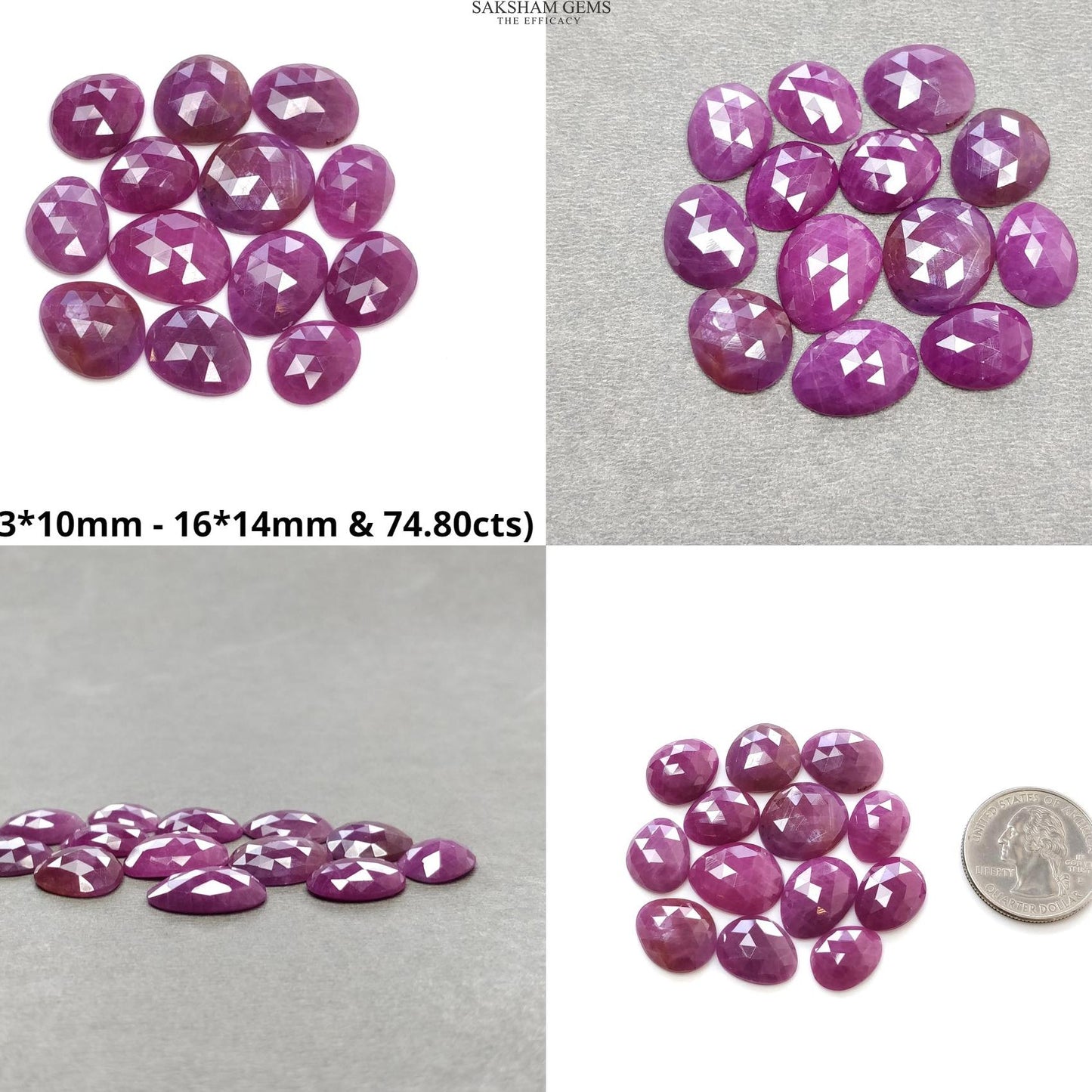 Ruby & Pink Multi Sapphire Gemstone Rose Cut : Natural Untreated Unheated Sapphire Multi Color Egg Shape Lots