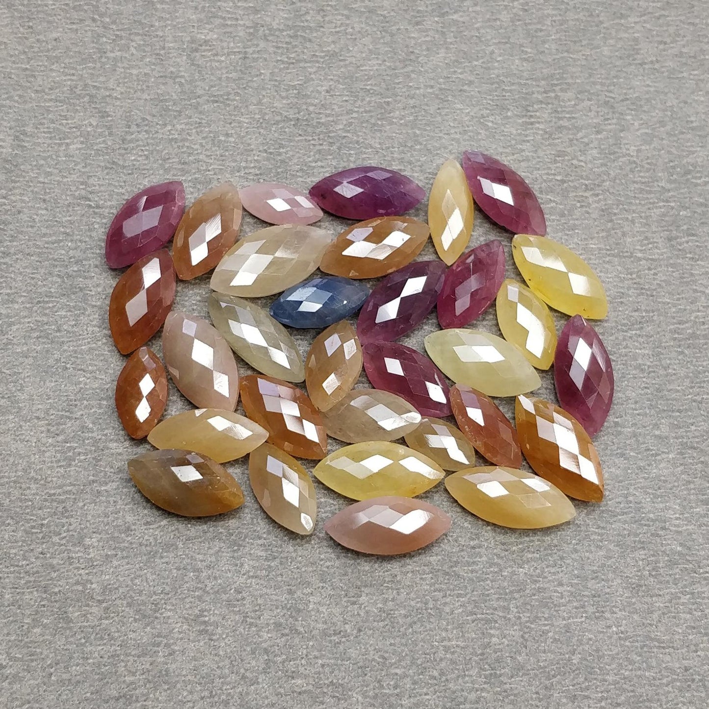 Multi Sapphire Gemstone Checker Cut : Natural Untreated Unheated Sapphire Briolette Bi-Color Marquise Shape Lot