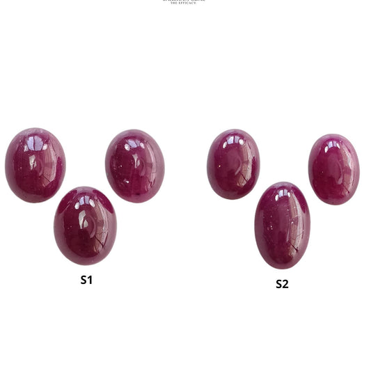 Ruby Gemstone Cabochon : Natural Untreated Unheated Red Ruby Oval Shape 3pcs Set