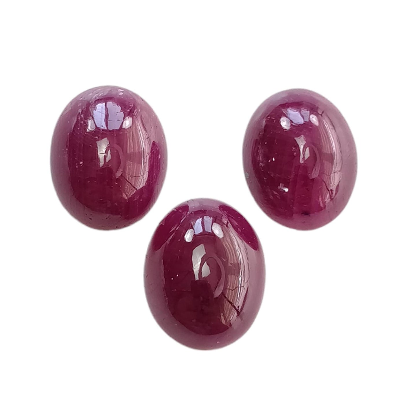 Ruby Gemstone Cabochon : Natural Untreated Unheated Red Ruby Oval Shape 3pcs Set