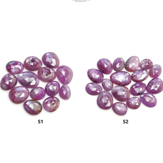 RUBY Gemstone Rose Cut : Natural Untreated Unheated Raspberry Pink Ruby Egg Shape Set