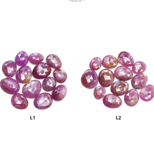 RUBY Gemstone Rose Cut : Natural Untreated Unheated Raspberry Pink Ruby Egg Shape Lot