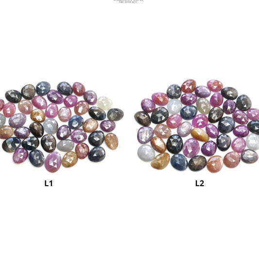 Multi Sapphire Gemstone Rose Cut : Natural Untreated Unheated Sapphire Multi Color Egg Shape Lot