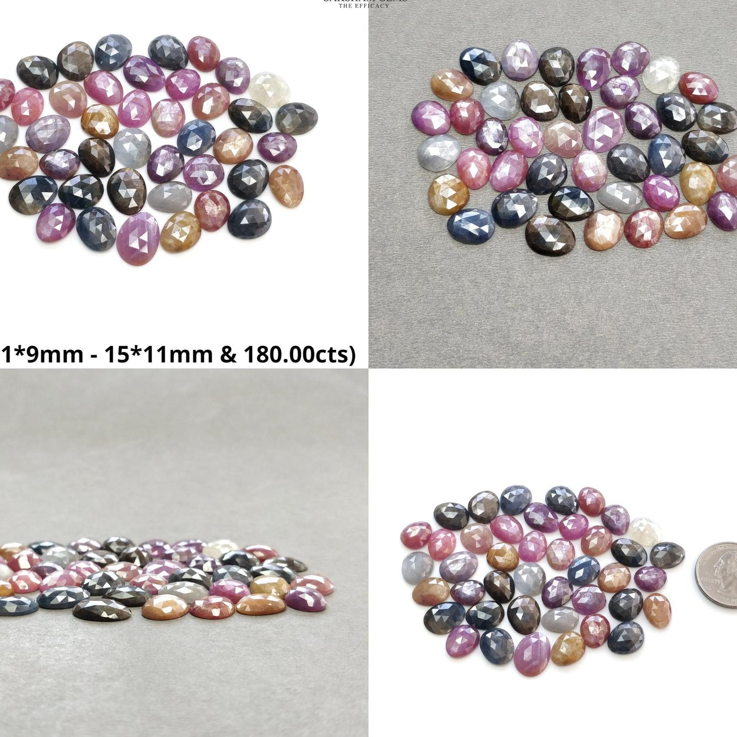 Multi Sapphire Gemstone Rose Cut : Natural Untreated Unheated Sapphire Multi Color Egg Shape Lot