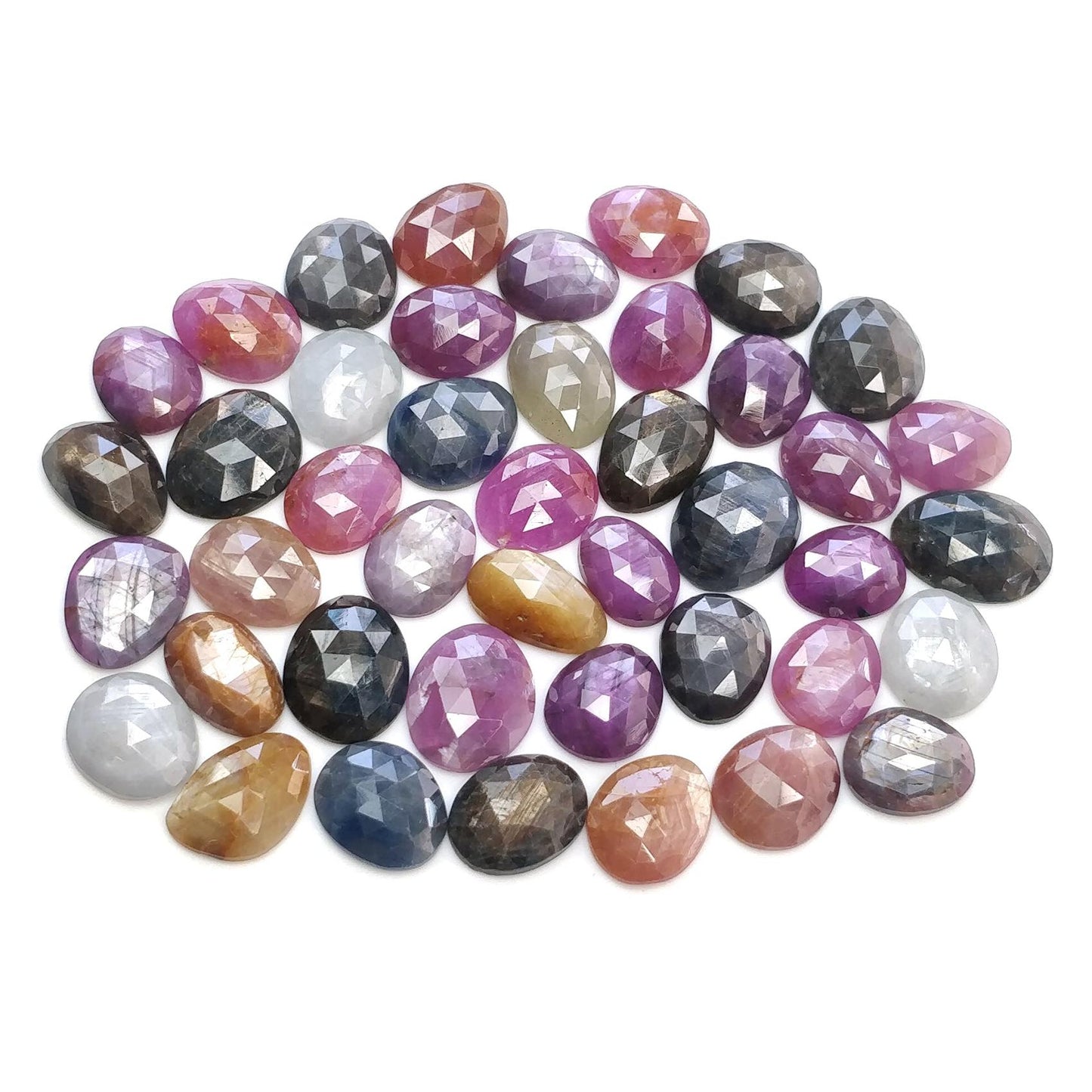 Multi Sapphire Gemstone Rose Cut : Natural Untreated Unheated Sapphire Multi Color Egg Shape Lot