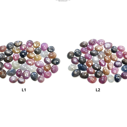 Multi Sapphire Gemstone Rose Cut : Natural Untreated Unheated Sapphire Multi Color Egg Shape Lot