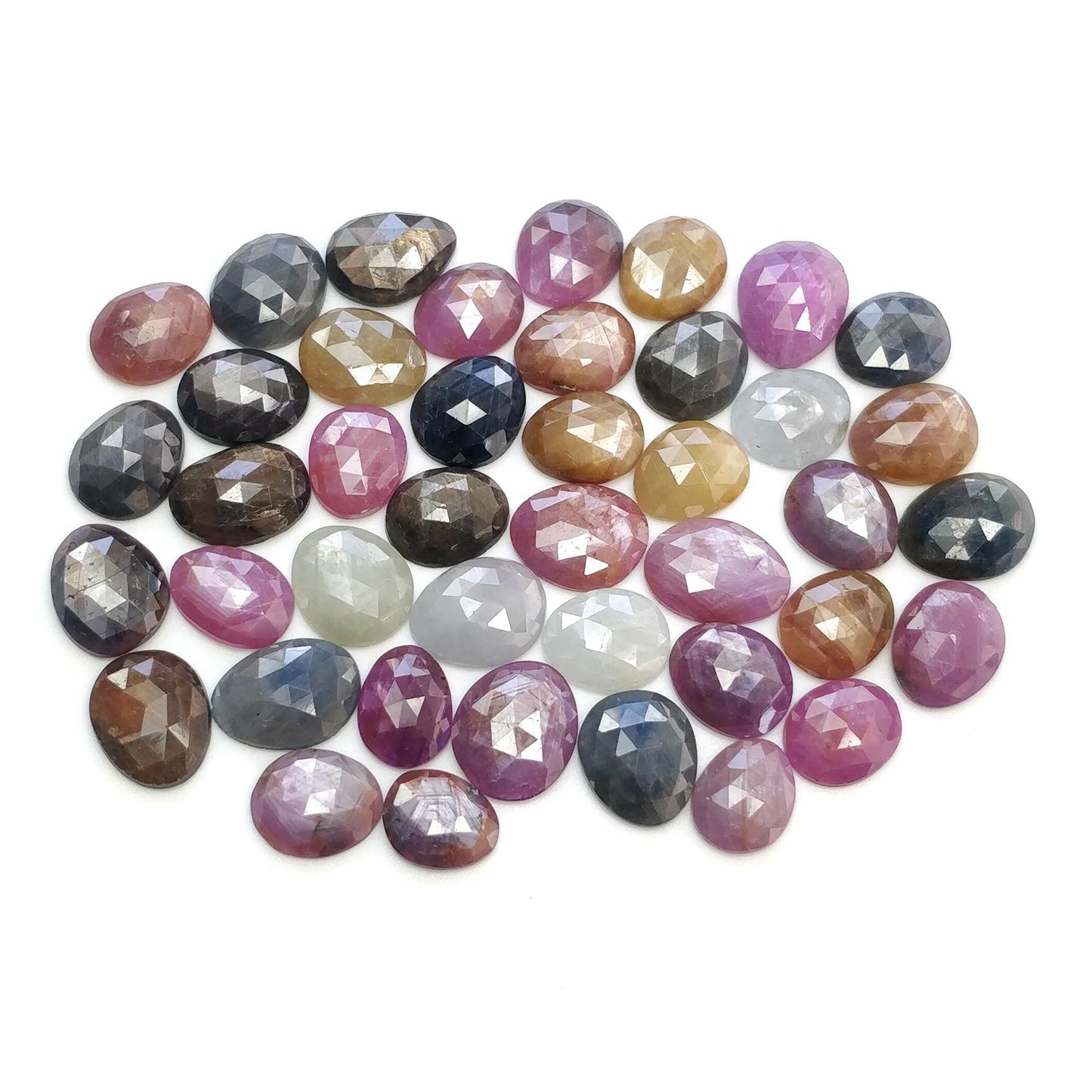 Multi Sapphire Gemstone Rose Cut : Natural Untreated Unheated Sapphire Multi Color Egg Shape Lot