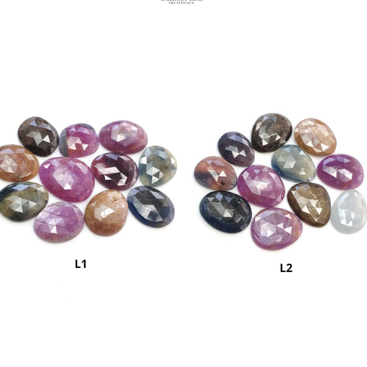 Multi Sapphire Gemstone Rose Cut : Natural Untreated Unheated Sapphire Multi Color Egg Shape Lot