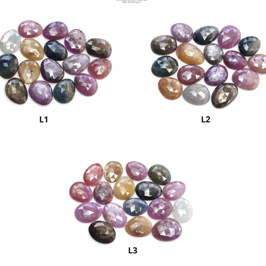 Multi Sapphire Gemstone Rose Cut : Natural Untreated Unheated Sapphire Multi Color Egg Shape Lot
