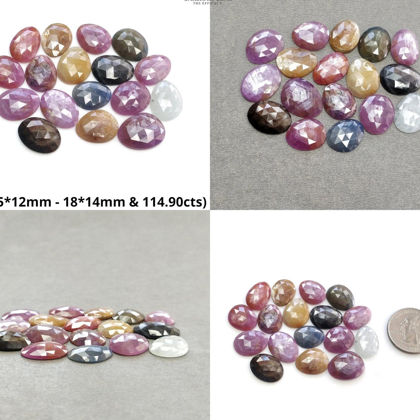 Multi Sapphire Gemstone Rose Cut : Natural Untreated Unheated Sapphire Multi Color Egg Shape Lot