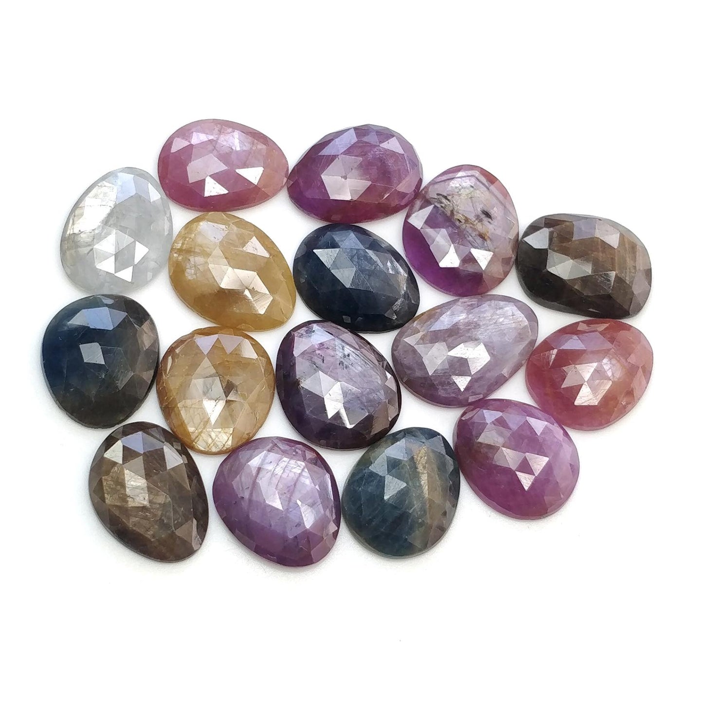 Multi Sapphire Gemstone Rose Cut : Natural Untreated Unheated Sapphire Multi Color Egg Shape Lot