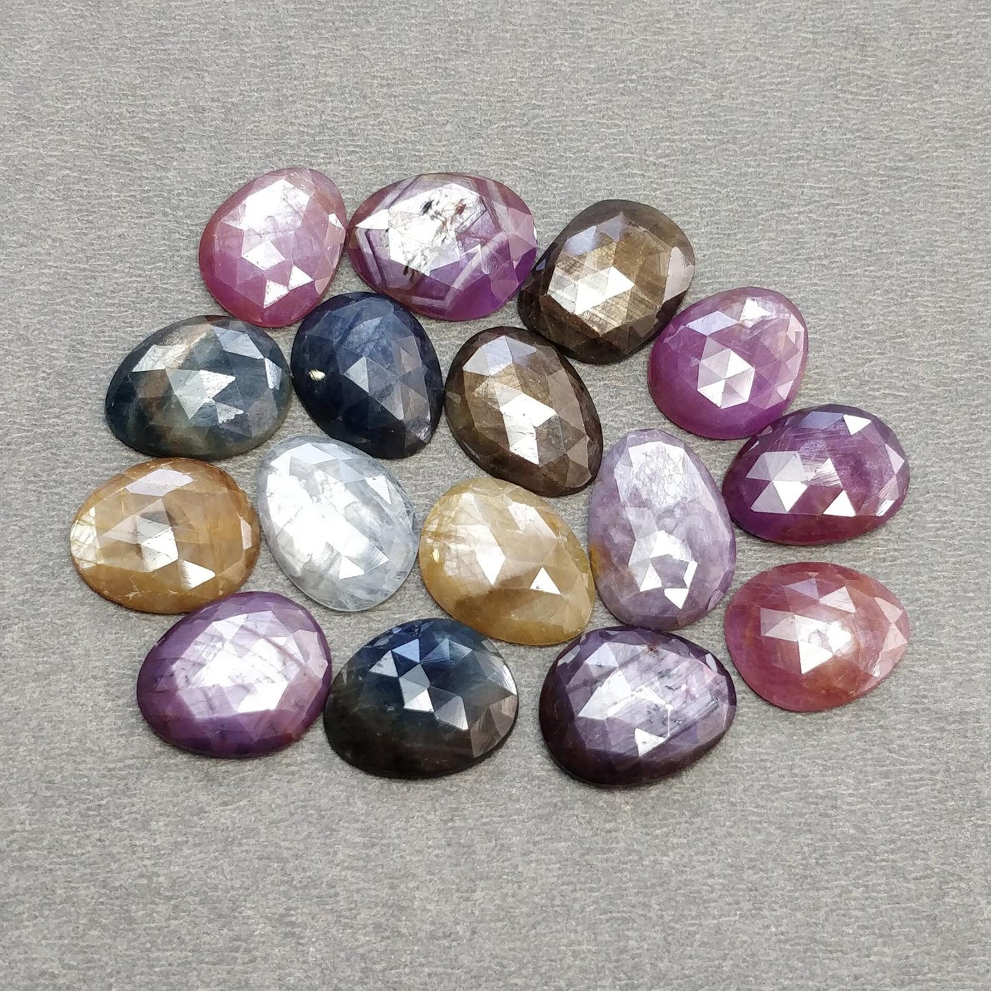 Multi Sapphire Gemstone Rose Cut : Natural Untreated Unheated Sapphire Multi Color Egg Shape Lot