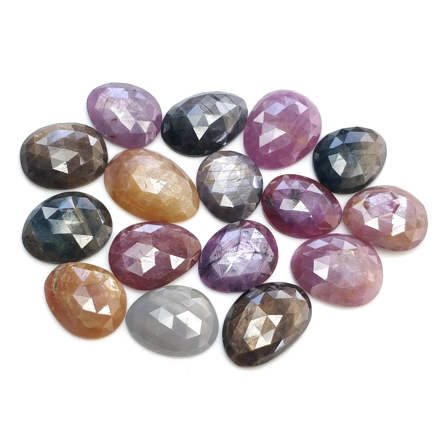 Multi Sapphire Gemstone Rose Cut : Natural Untreated Unheated Sapphire Multi Color Egg Shape Lot