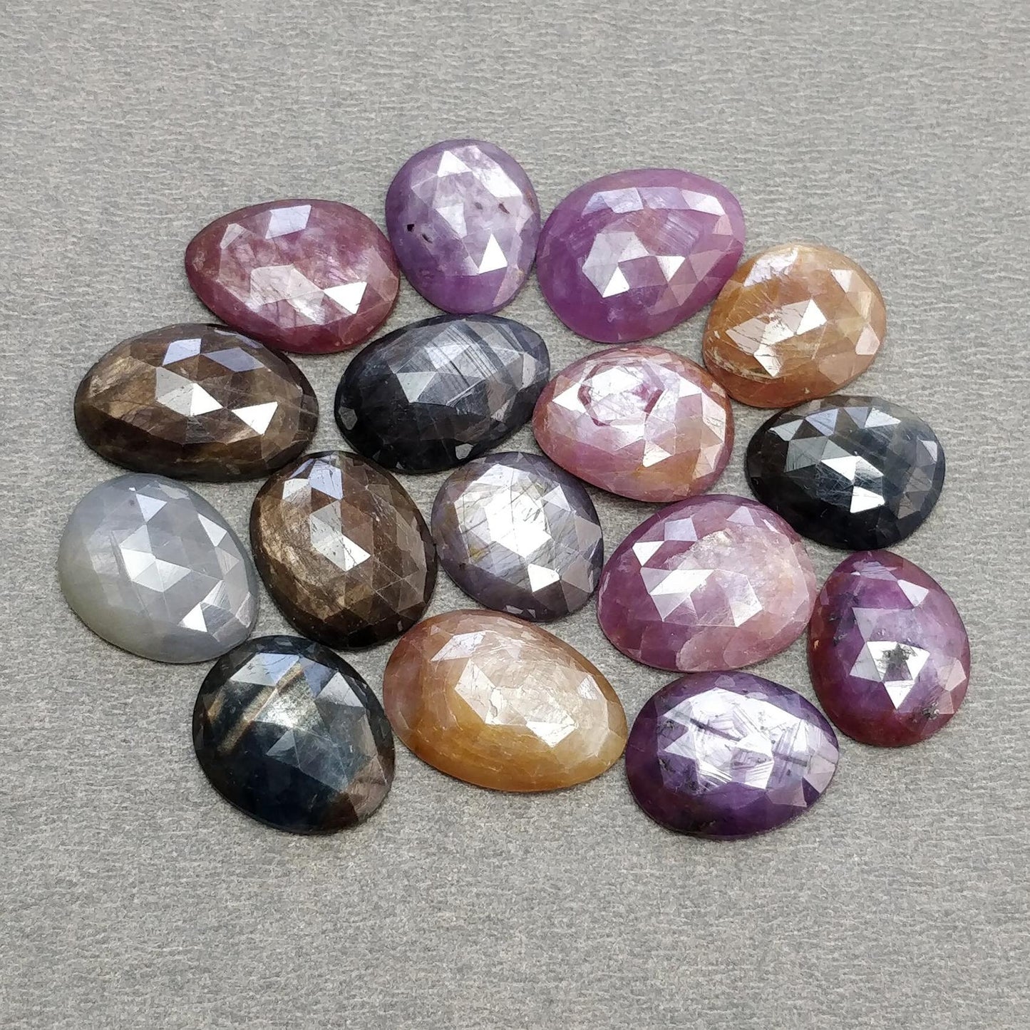 Multi Sapphire Gemstone Rose Cut : Natural Untreated Unheated Sapphire Multi Color Egg Shape Lot