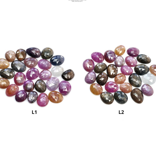 Multi Sapphire Gemstone Rose Cut : Natural Untreated Unheated Sapphire Multi Color Egg Shape Lot