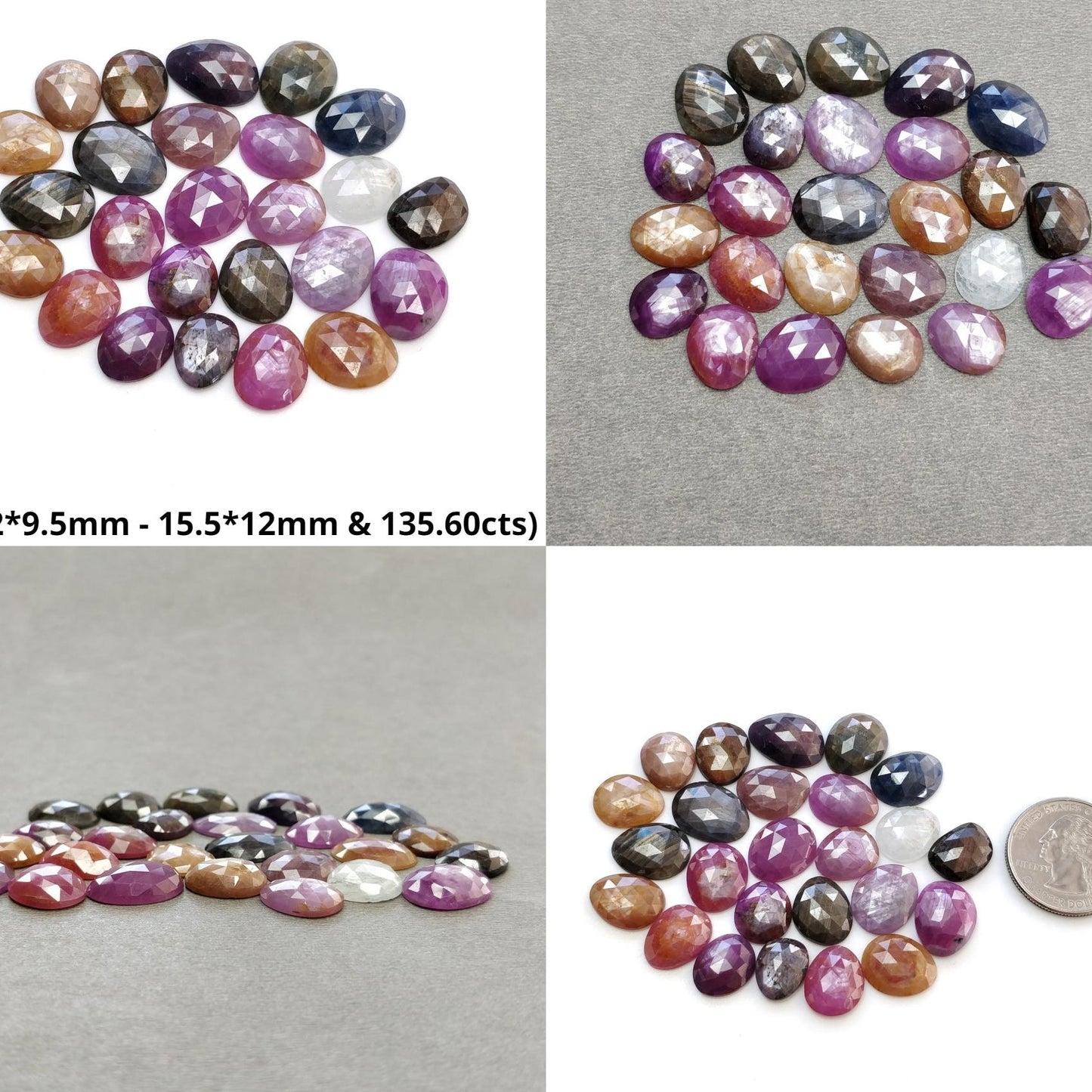 Multi Sapphire Gemstone Rose Cut : Natural Untreated Unheated Sapphire Multi Color Egg Shape Lot