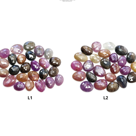 Multi Sapphire Gemstone Rose Cut : Natural Untreated Unheated Sapphire Multi Color Egg Shape Lot