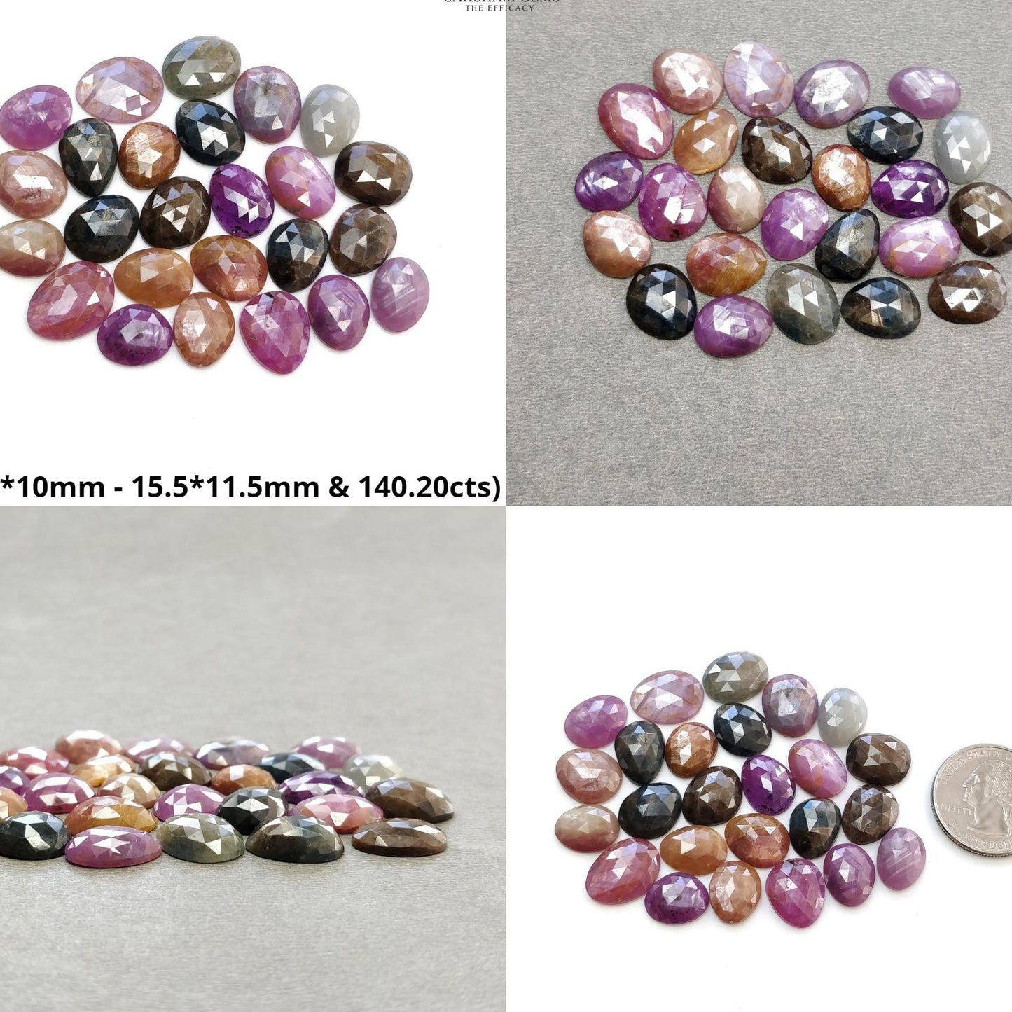 Multi Sapphire Gemstone Rose Cut : Natural Untreated Unheated Sapphire Multi Color Egg Shape Lot