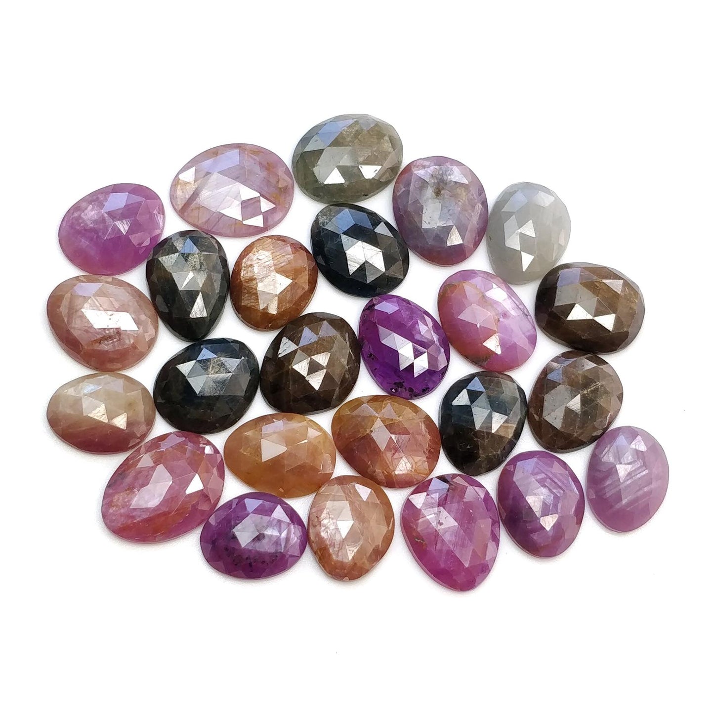 Multi Sapphire Gemstone Rose Cut : Natural Untreated Unheated Sapphire Multi Color Egg Shape Lot