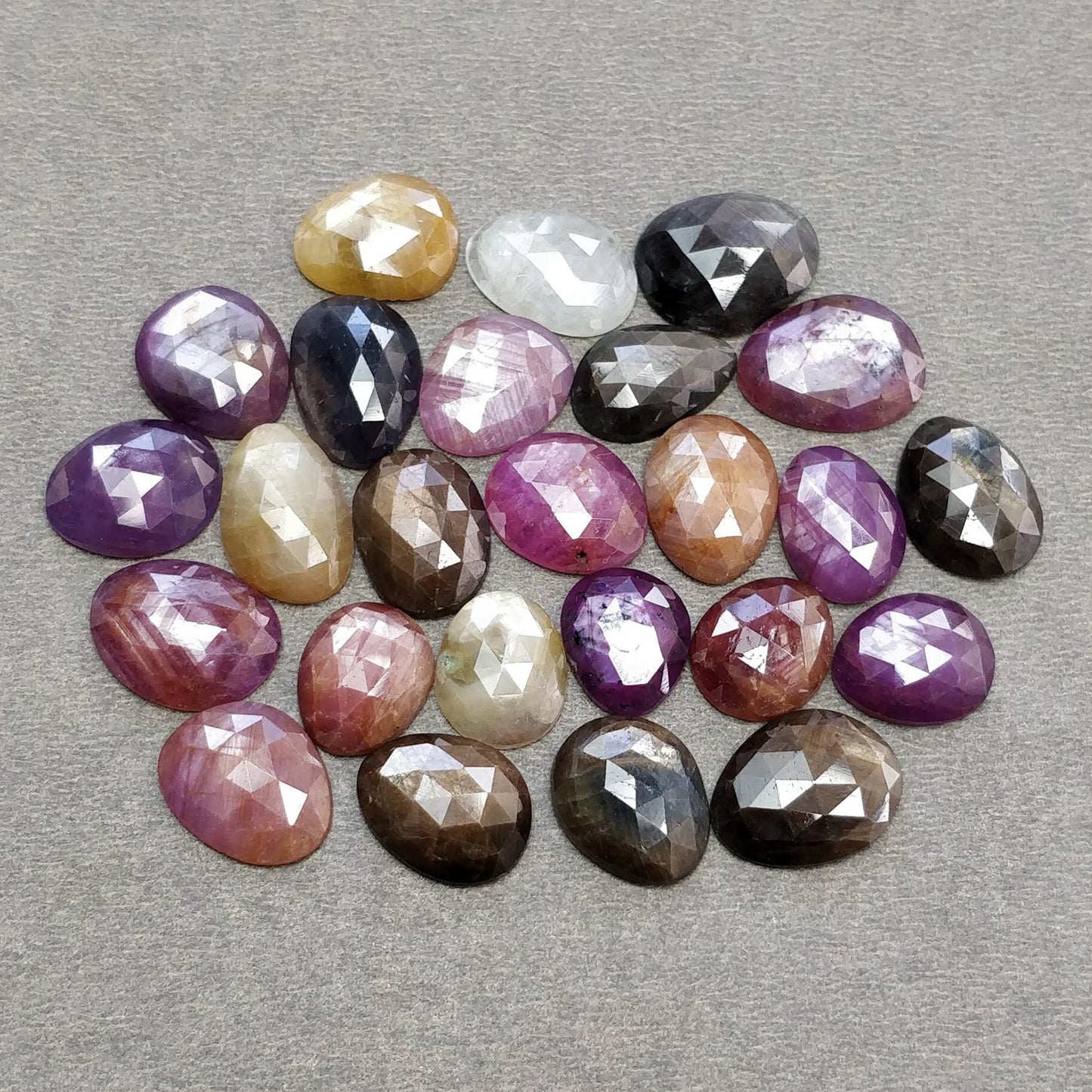 Multi Sapphire Gemstone Rose Cut : Natural Untreated Unheated Sapphire Multi Color Egg Shape Lot