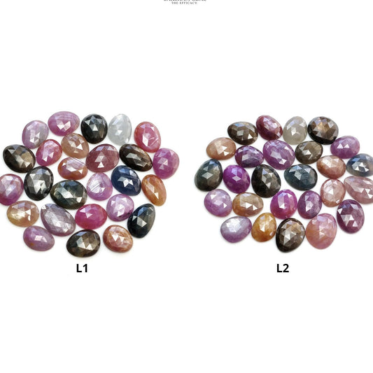 Multi Sapphire Gemstone Rose Cut : Natural Untreated Unheated Sapphire Multi Color Egg Shape Lot