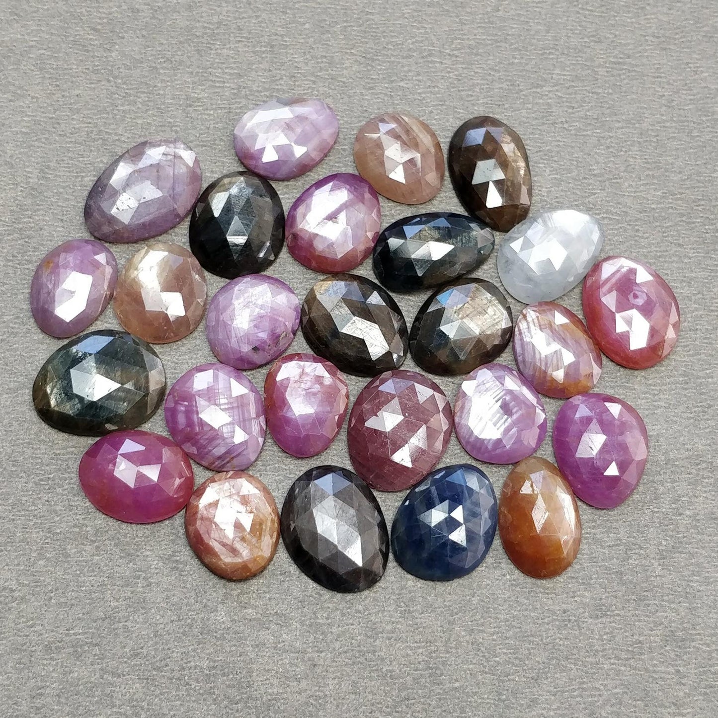 Multi Sapphire Gemstone Rose Cut : Natural Untreated Unheated Sapphire Multi Color Egg Shape Lot