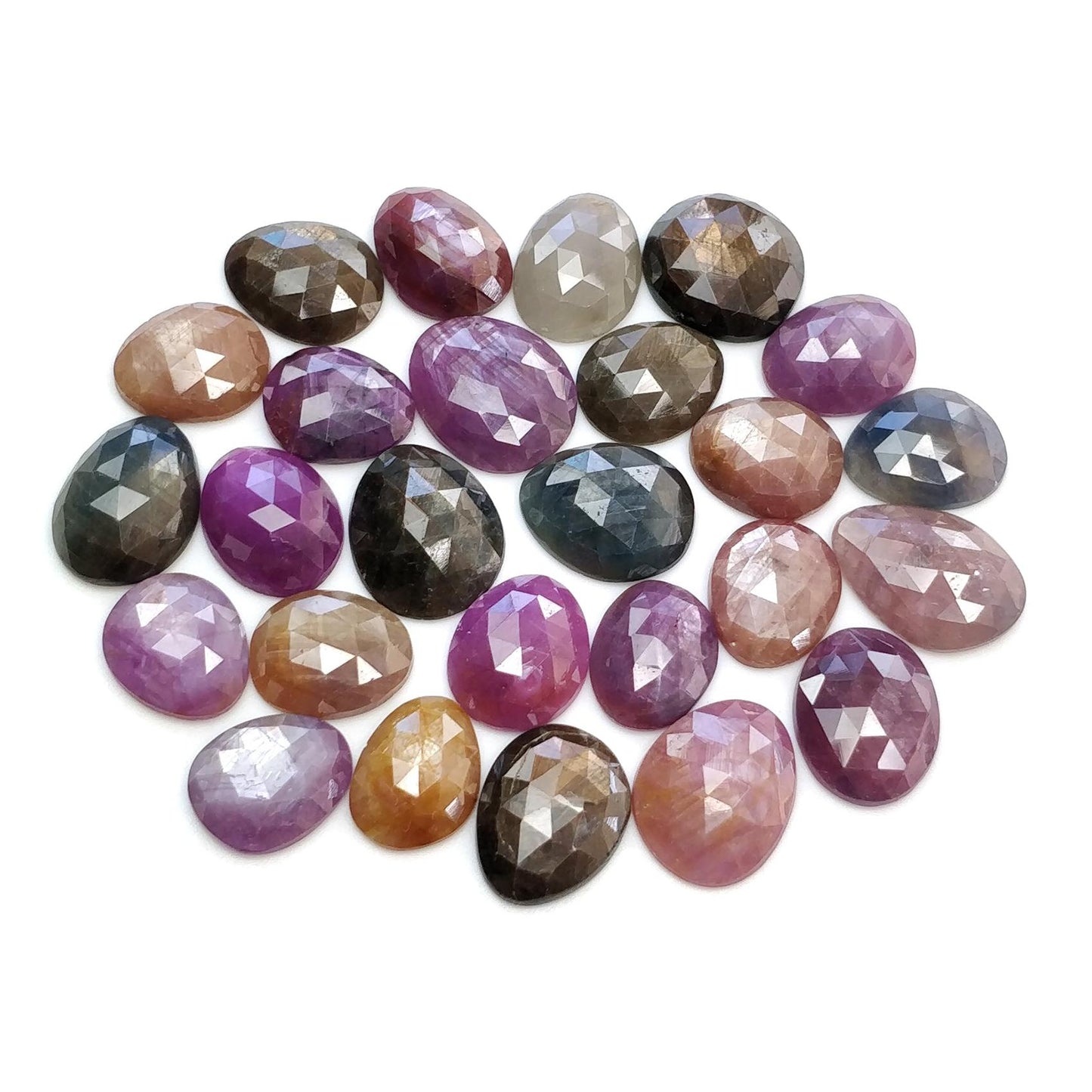 Multi Sapphire Gemstone Rose Cut : Natural Untreated Unheated Sapphire Multi Color Egg Shape Lot