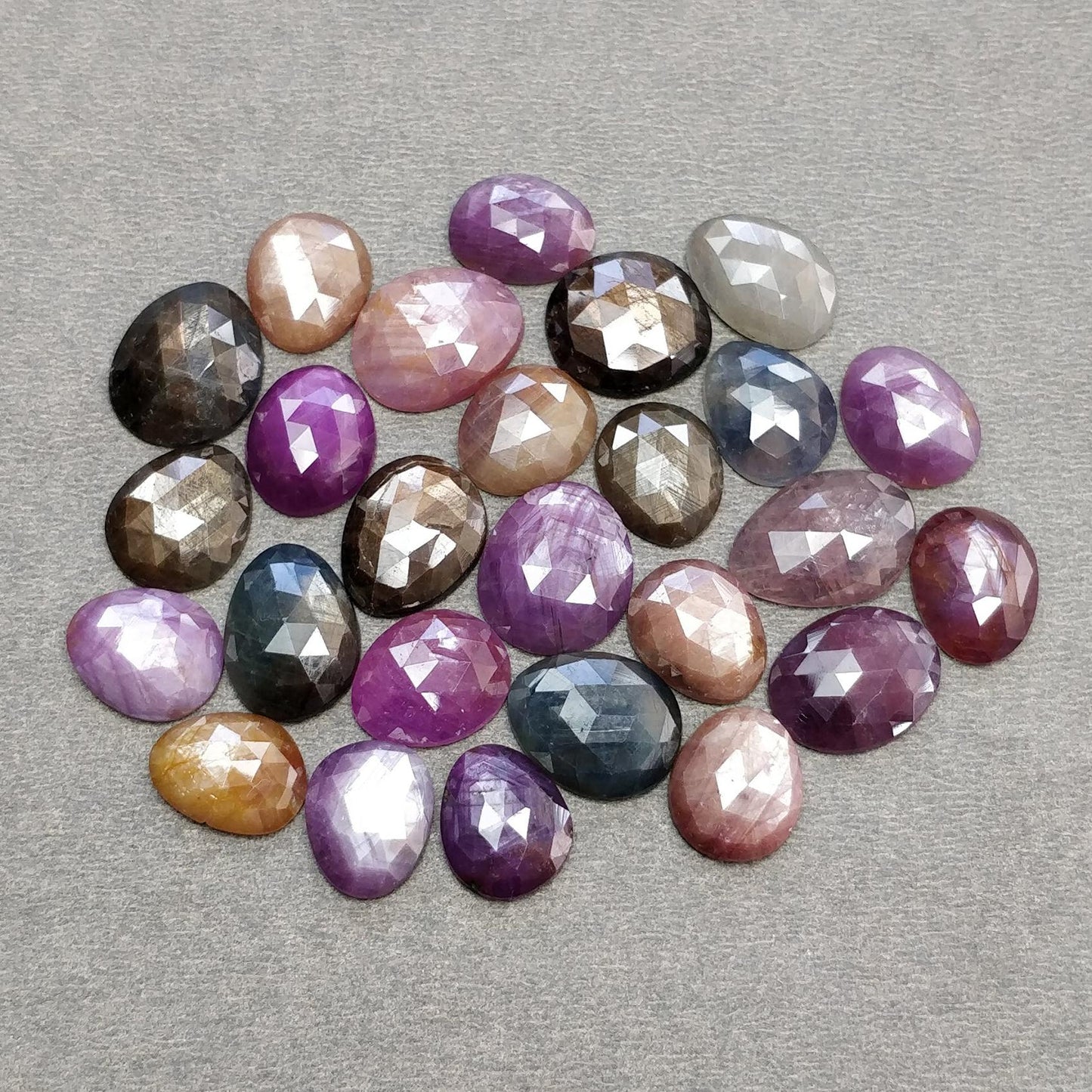 Multi Sapphire Gemstone Rose Cut : Natural Untreated Unheated Sapphire Multi Color Egg Shape Lot