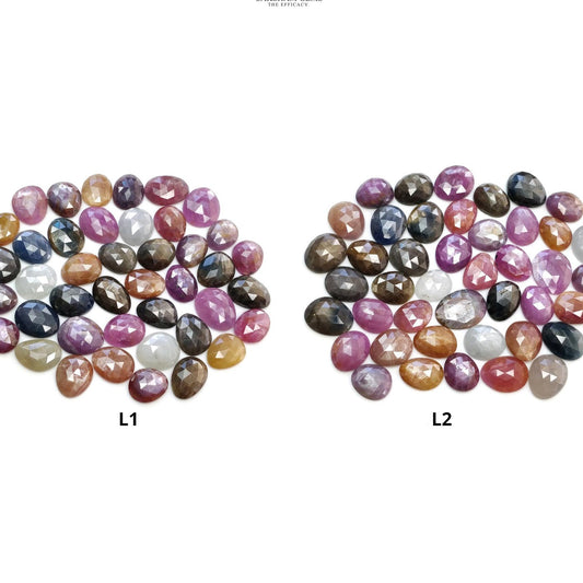 Multi Sapphire Gemstone Rose Cut : Natural Untreated Unheated Sapphire Multi Color Egg Shape Lot