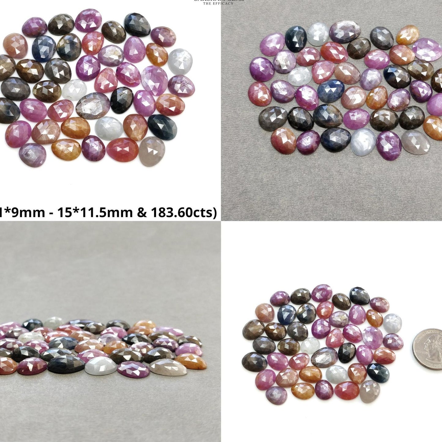 Multi Sapphire Gemstone Rose Cut : Natural Untreated Unheated Sapphire Multi Color Egg Shape Lot