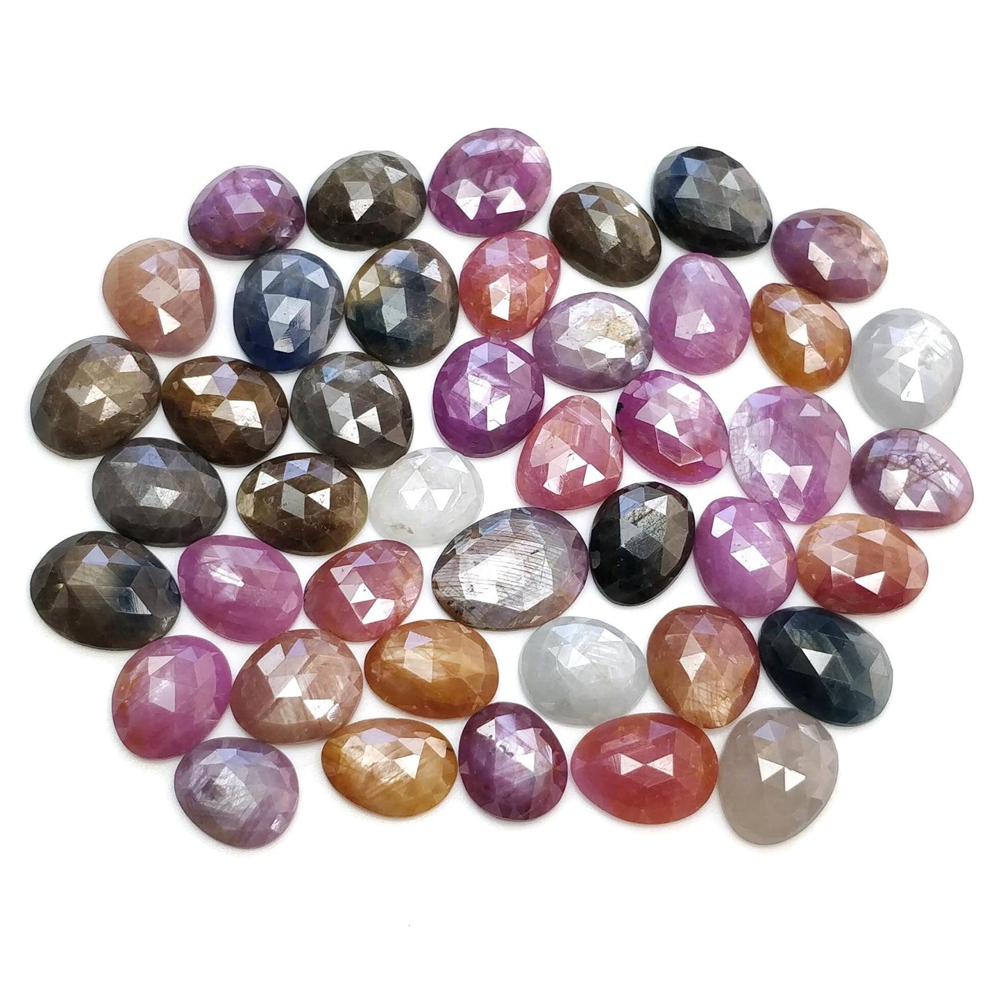 Multi Sapphire Gemstone Rose Cut : Natural Untreated Unheated Sapphire Multi Color Egg Shape Lot