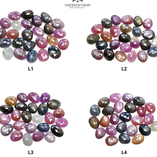Multi Sapphire Gemstone Rose Cut : Natural Untreated Unheated Sapphire Multi Color Egg Shape 25pcs Lot